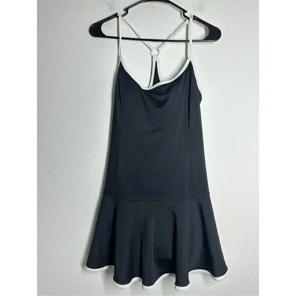 NWOT Love & Sports Womens Size M 8-10 Game On Tennis Dress Black White Trim